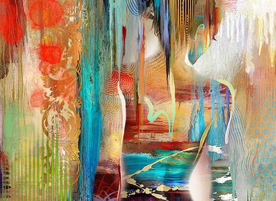 様々な色の中の女性