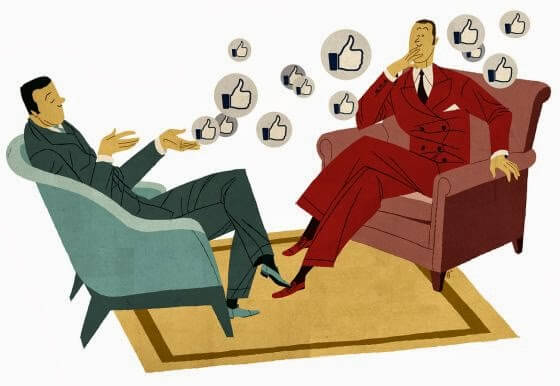 相手を褒めまくる男性