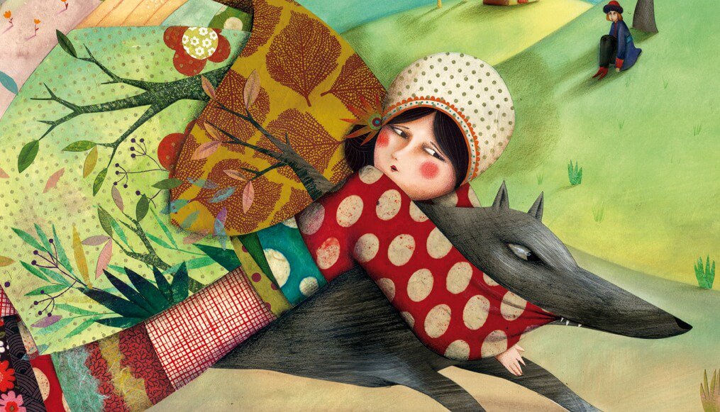 オオカミに連れ去られる少女