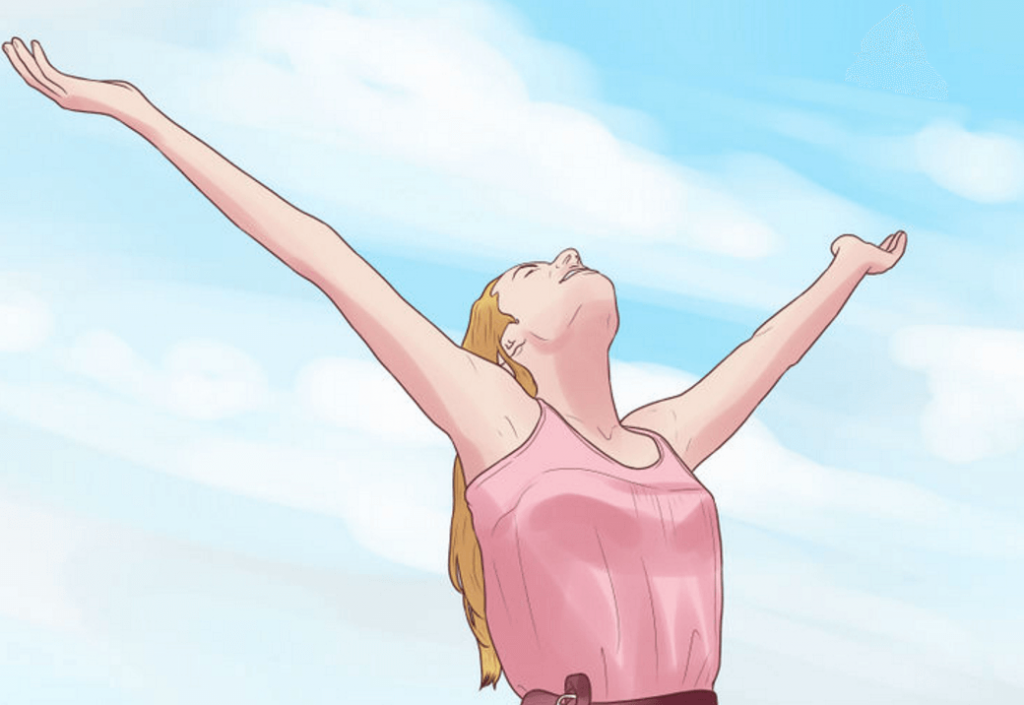 空を見上げる女性