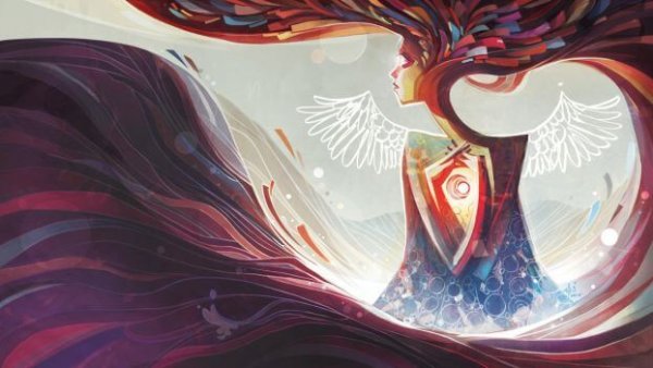 髪が海へとつながる天使