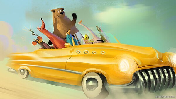 車に乗る動物たち