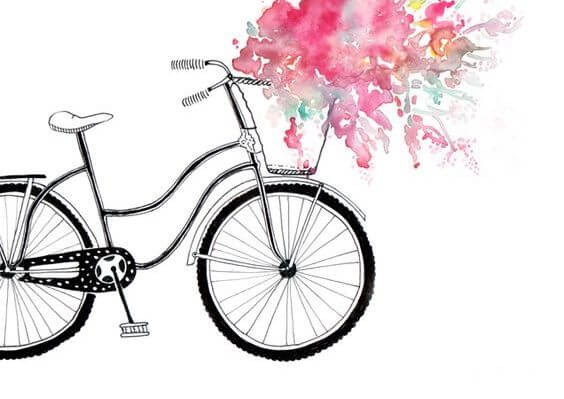 自転車と赤