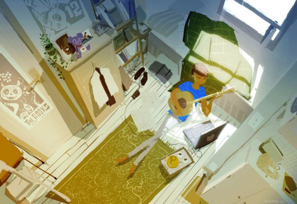 ギターを弾く女性