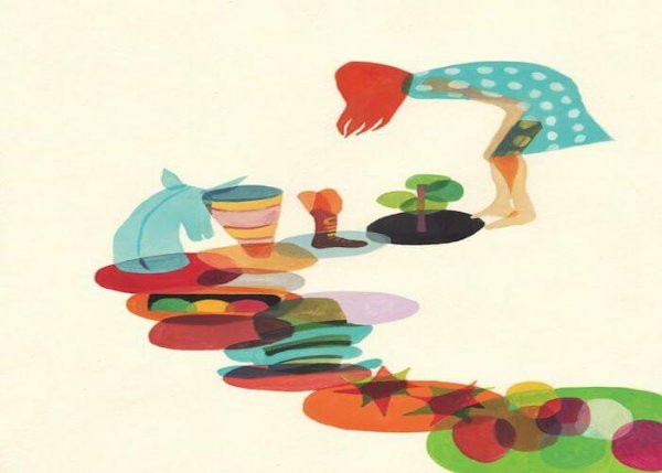 地面から除く様々なものと少女