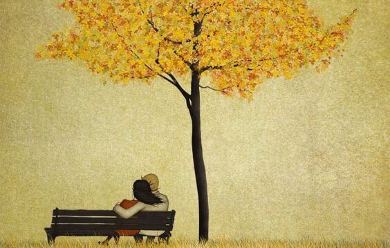 木の下のカップル