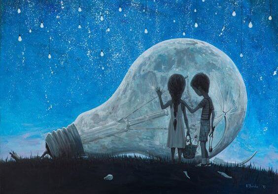 電球の中の子供