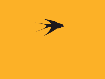 黄色の背景と黒の雀