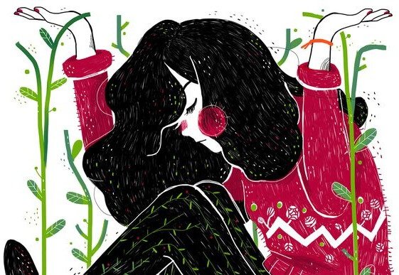 自然と一体の女性