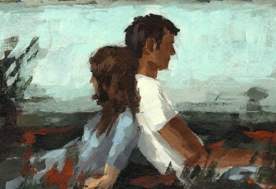 背中合わせのカップル