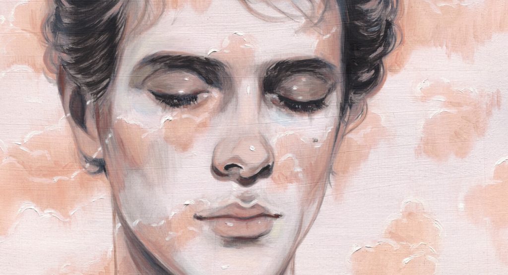 目をつぶる女性の顔