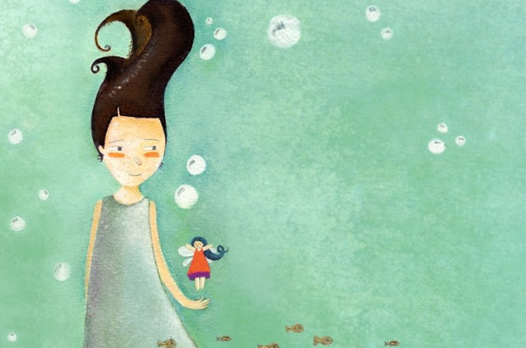 水中の女性と妖精