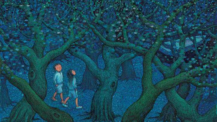 森の中を歩く二人