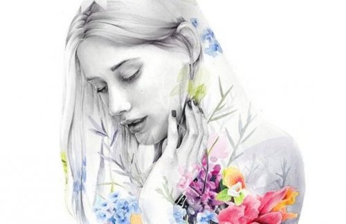 髪をかき分ける少女