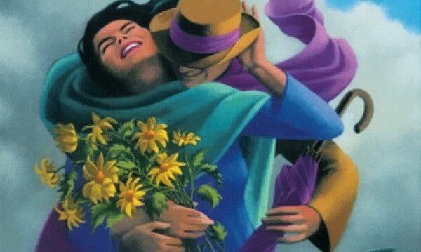 happy-couple-hugging-600x359 黄色い花をもった抱き合う二人
