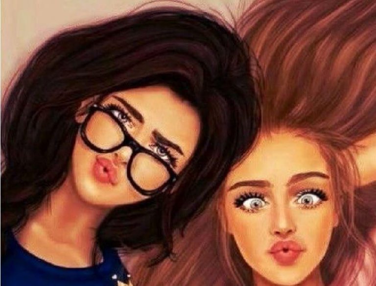 変顔をする二人の女性