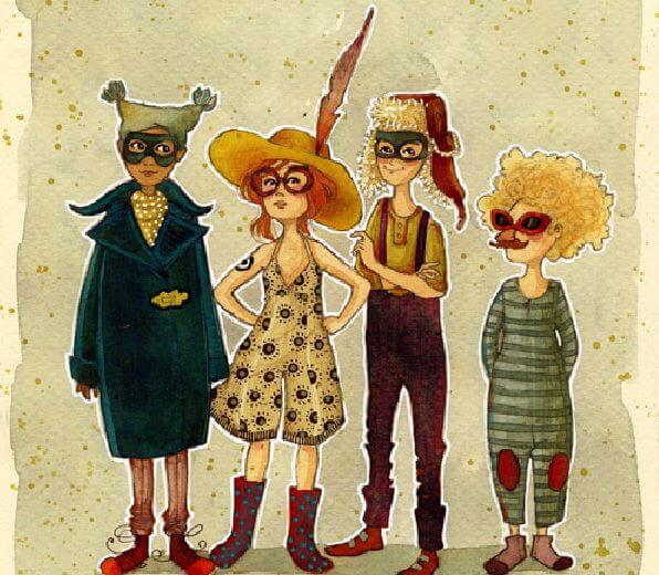 仮装する少年少女