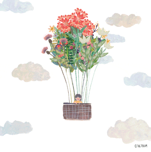 花と植物でできた気球