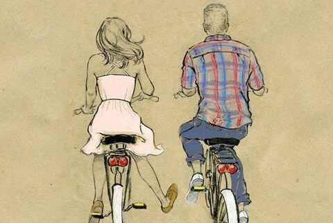 サイクリングするカップル
