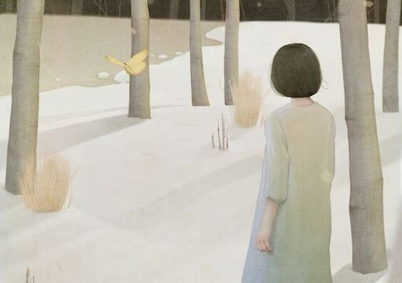 雪原の森の少女
