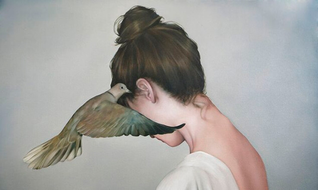鳥と女性