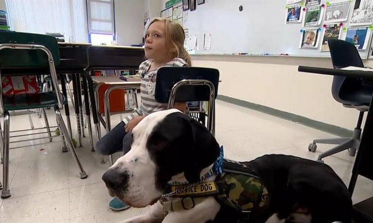学校にいるベラとジョージ