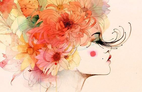 頭が花の女性