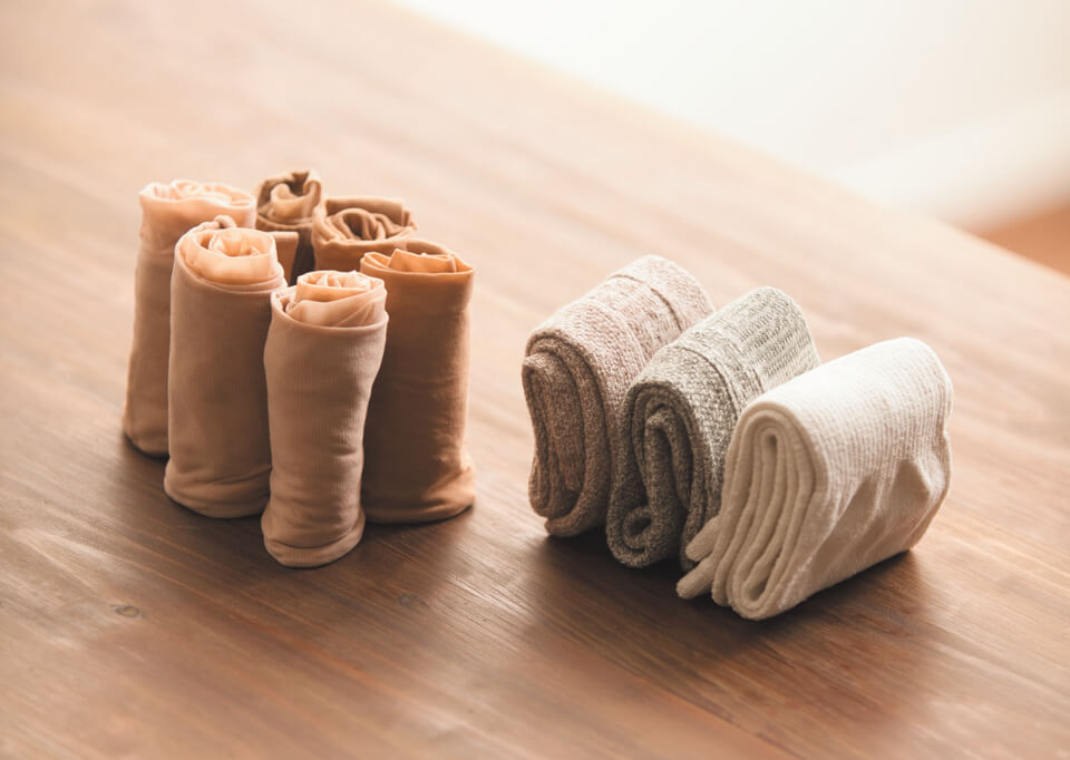 ストッキングと靴下の整頓
