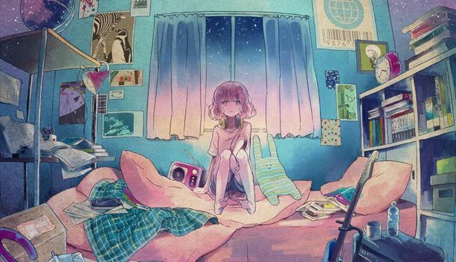 部屋にうずくまる少女