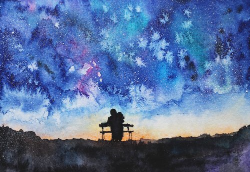 夜空の下の二人