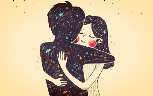 ハグするカップル