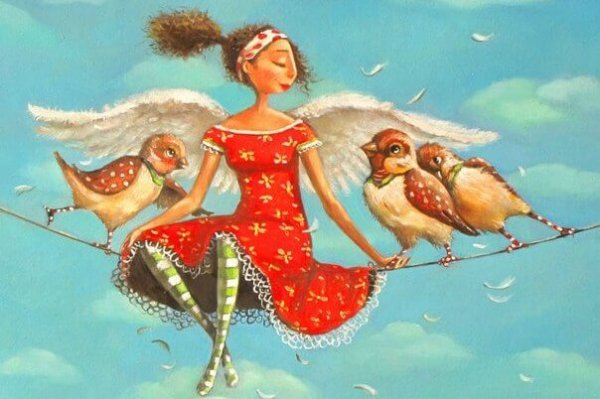 翼の生えた女の子と三羽の鳥