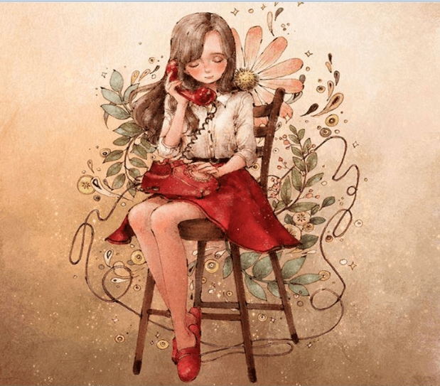 赤い電話と女の子