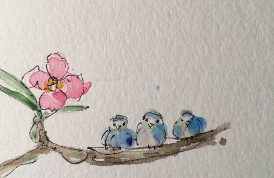 花と三羽の鳥