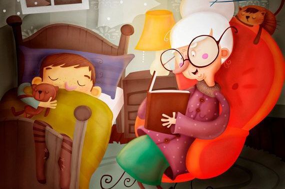 本を読み聞かせするおばあちゃん