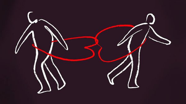 ハートが引っかかる二人