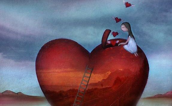 ハートに登る少女