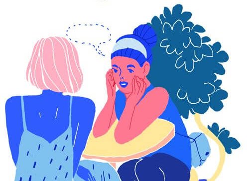 会話する女性