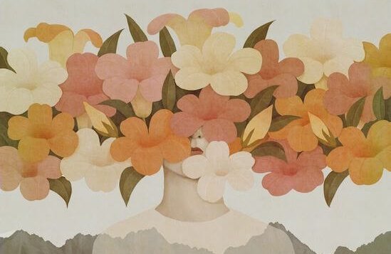 花で隠れた顔