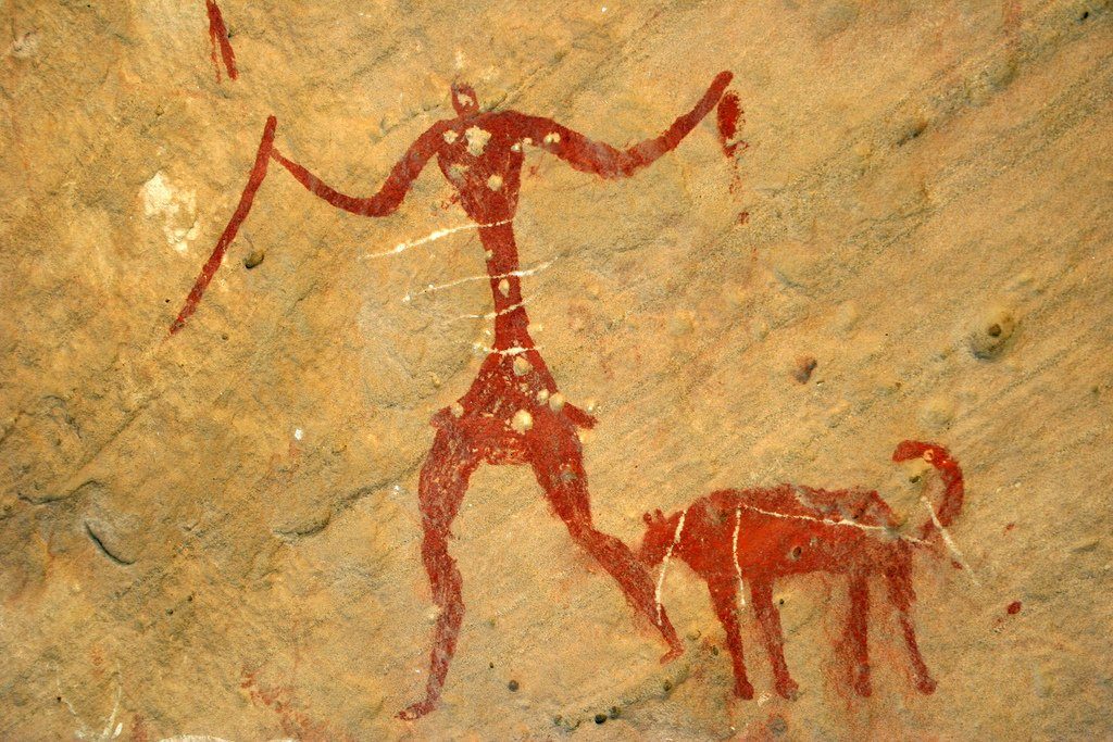 犬と人間の壁画