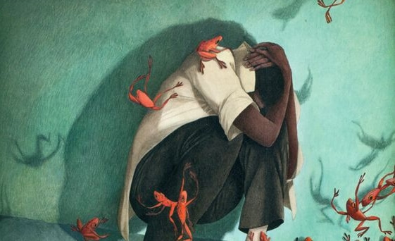 男性にたかるカエル