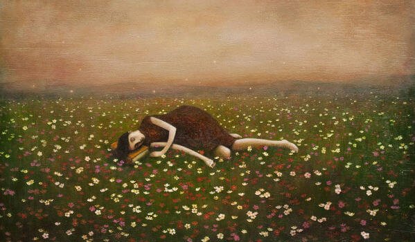 花畑に眠る少女