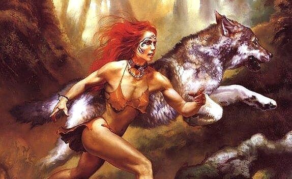 オオカミとかける女性