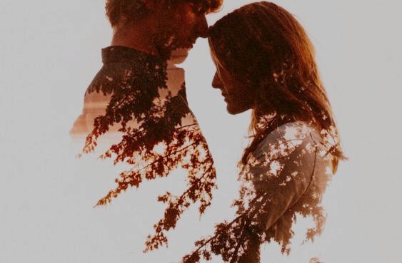 二人の影に映る森