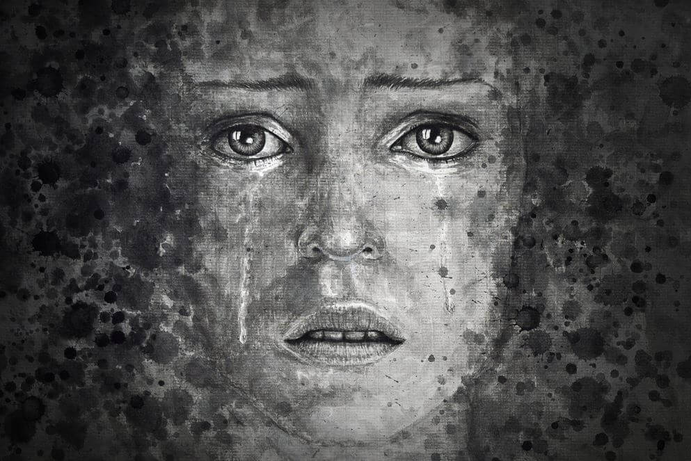 白黒の女性の顔