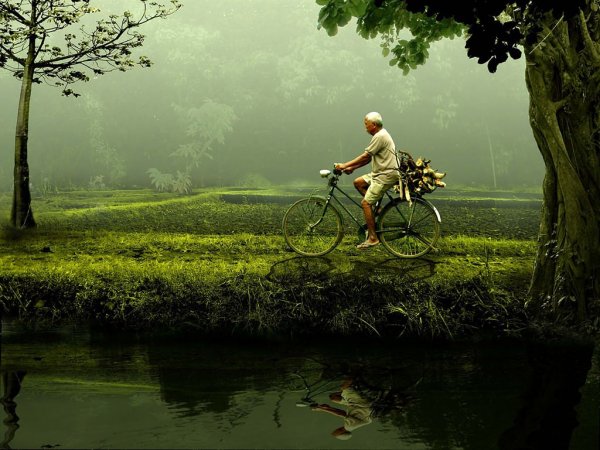 自転車にのる男