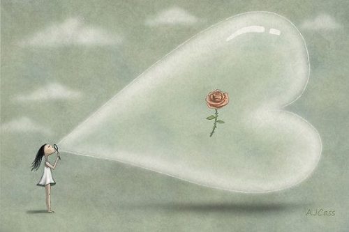 泡のハートと女の子