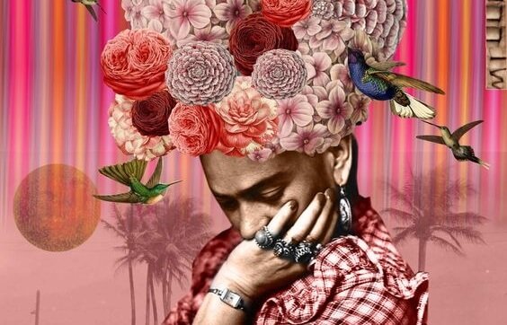 花の冠をかぶった人