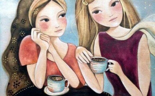 お茶をする二人