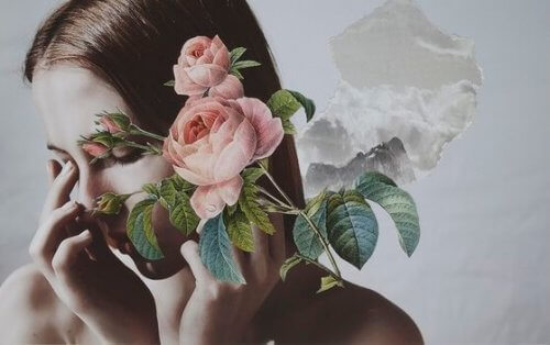 花を持つ女性